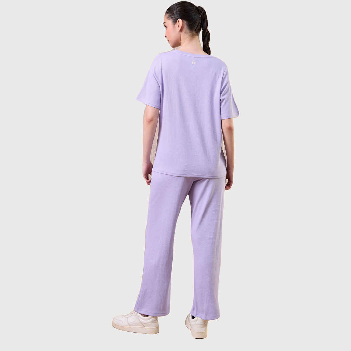 Technosport Women's Relaxed Fit Round Neck T-shirt with DOUBLE COOL - Blue Berry Violet Melange L