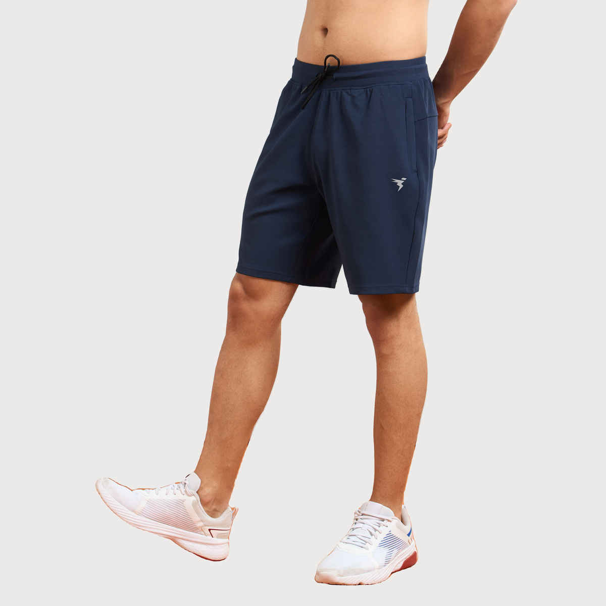 Technosport Men Poly Solid Slim Fit Sports Shorts with TS FLEXI | Navy | XL