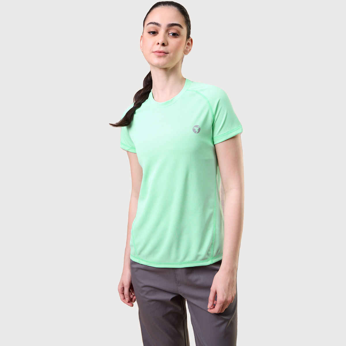 Technosport Women's Solid Slim Fit Round Neck Sports T-shirt With Techno Cool | Mint Green | M