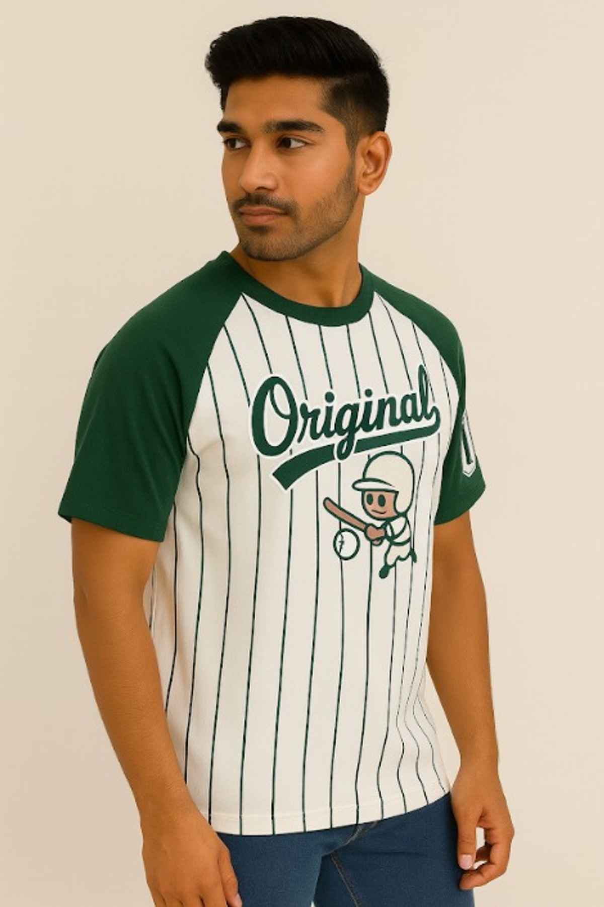 Gcyx Men's Pure Cotton Soul Raglan OST Over Size T Shirt | Green - M