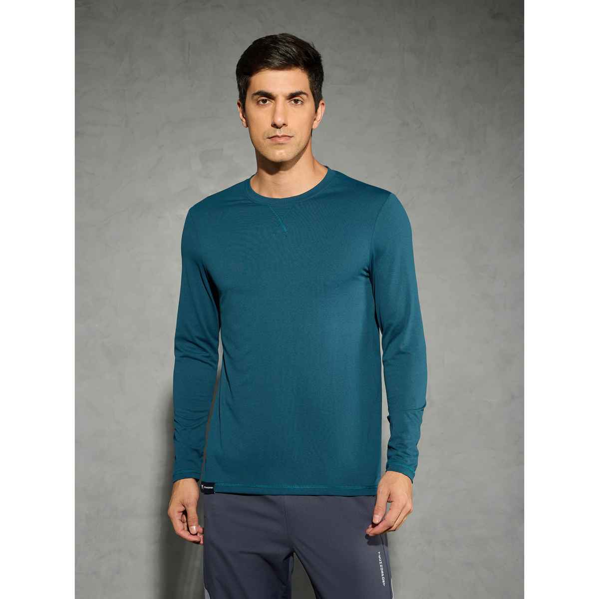Technosport Men's Poly Solid Slim Fit Round Neck Full Sleeve Sports T-shirt | Gulf Coast - M