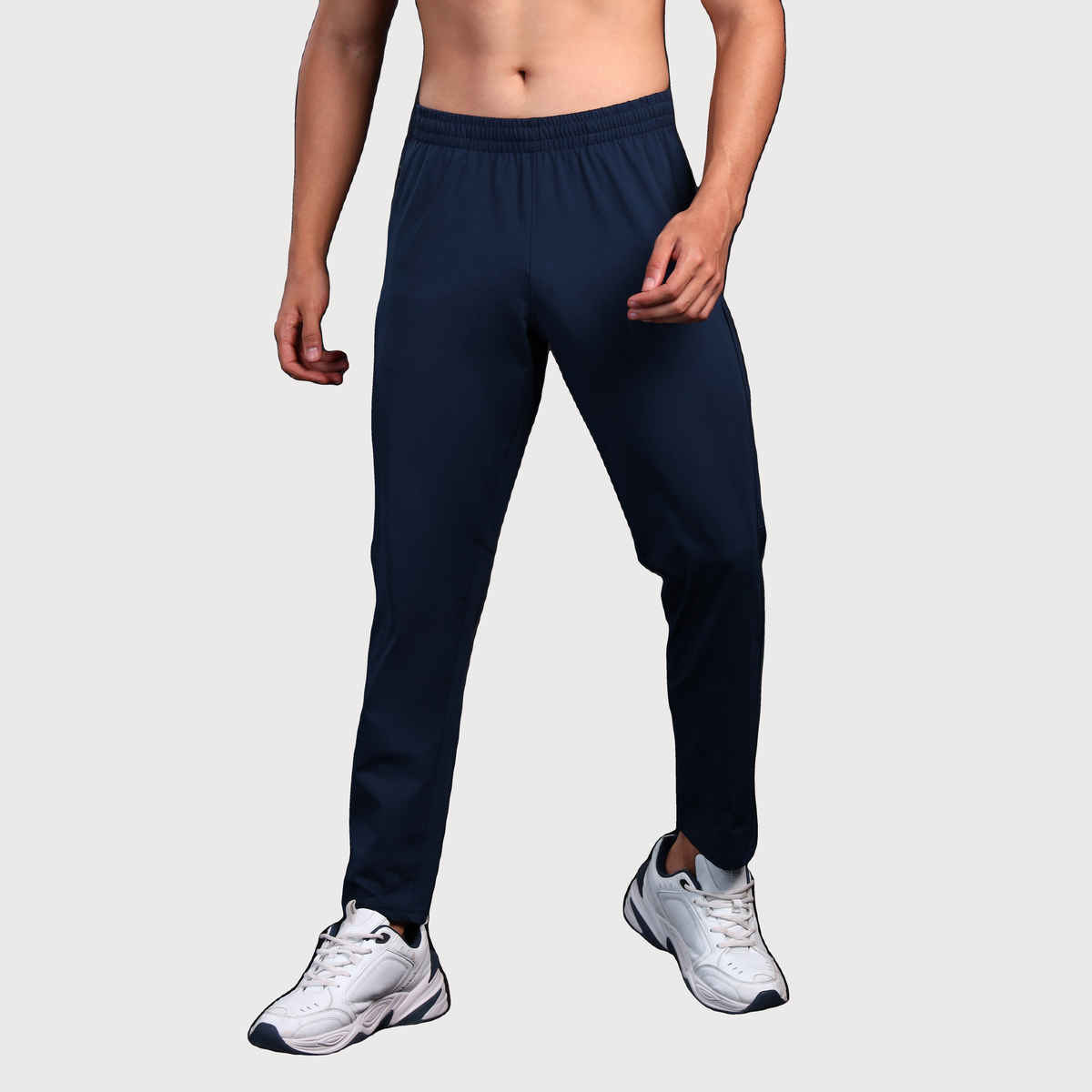 Technosport Men Poly Solid Slim Fit Sports Trackpants with 4 Way Crispy | Navy | M