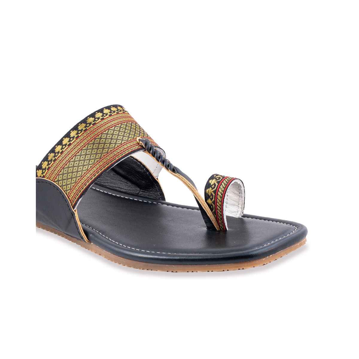 Korakari Ebony Black Kolhapuri for Women Black | UK8