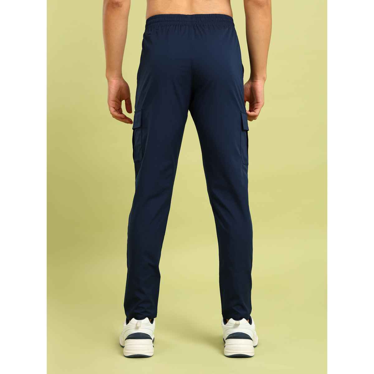 Technosport Men Poly Solid Relax Fit Sports Cargo Trackpants with TS FLEXI | Navy | L
