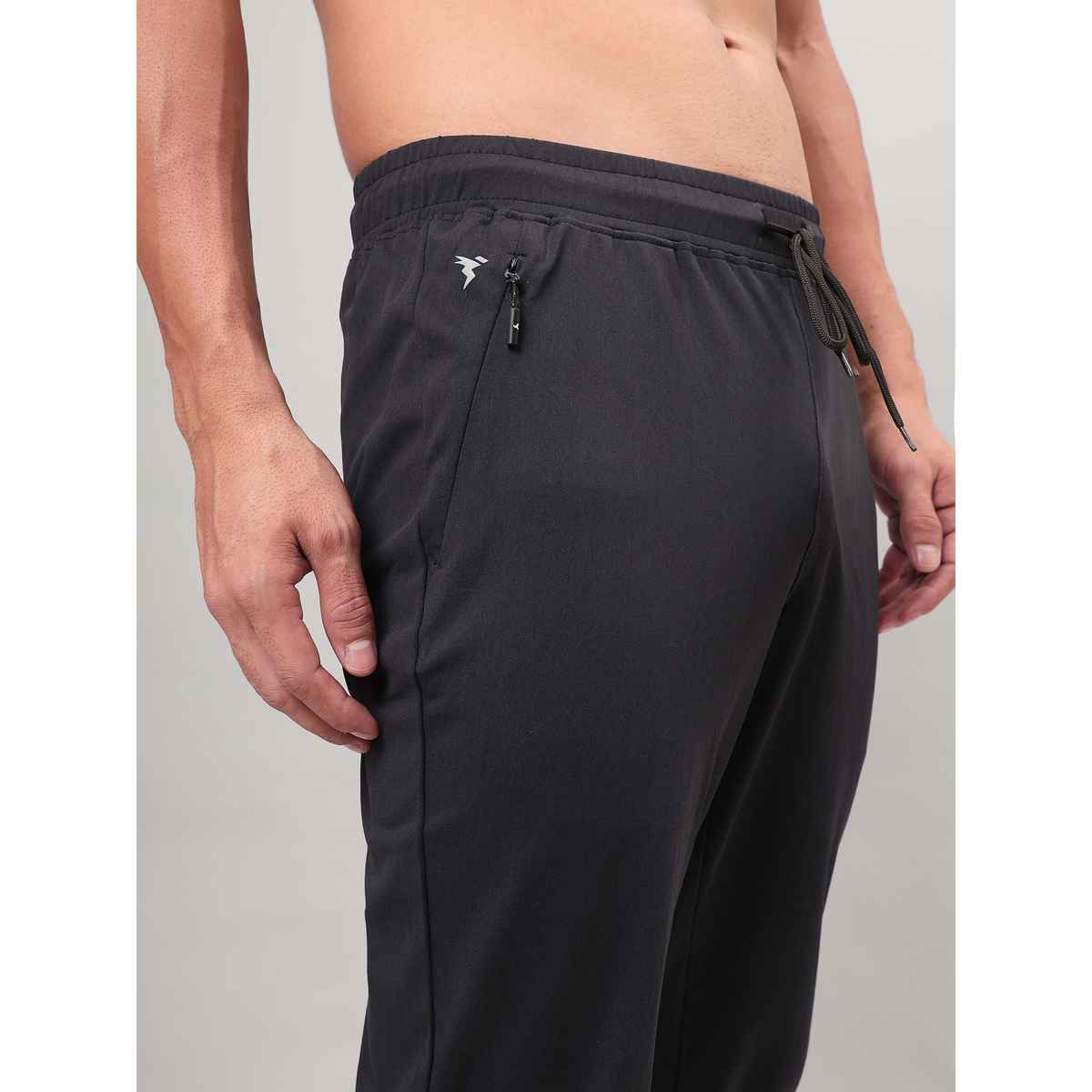 Technosport Men Poly Solid Relax Fit Sports Trackpants with DURACOOL+ | Black | M