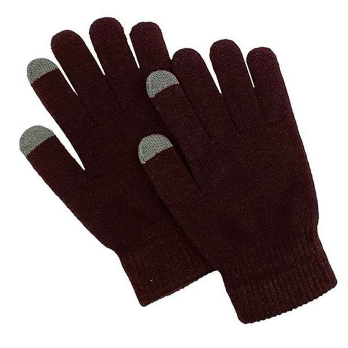 Infispace Soft Stretchable Woolen Mobile Touch Gloves | Brown