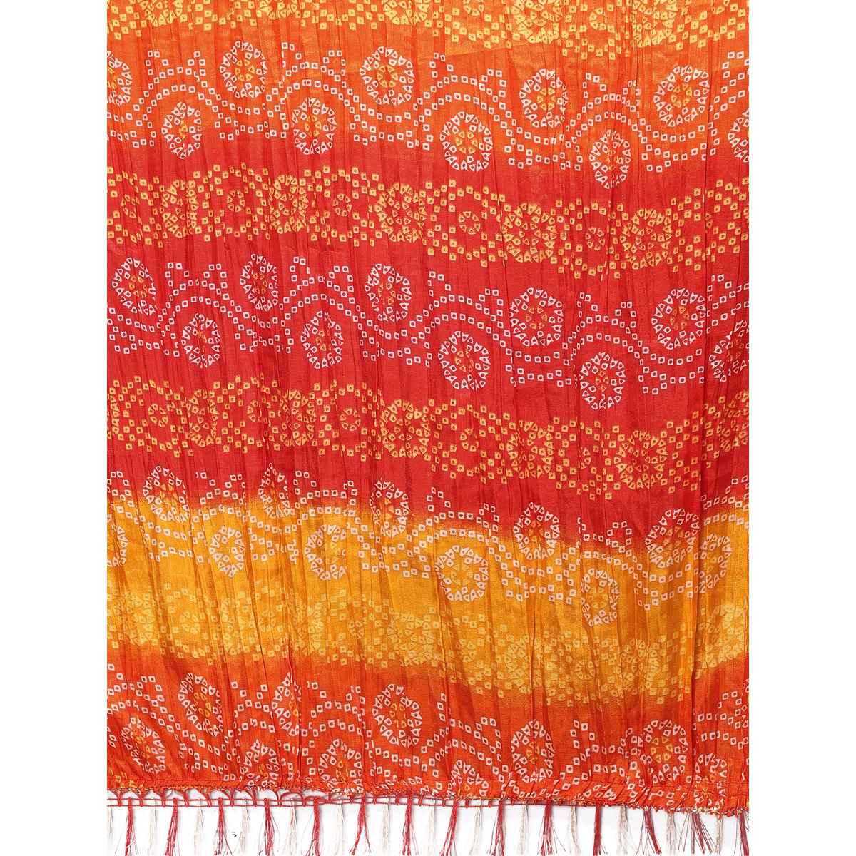 Fabflick Chinon Crush Printed Multicolor Tassel Embellished Women's Dupatta | CHNCR-003