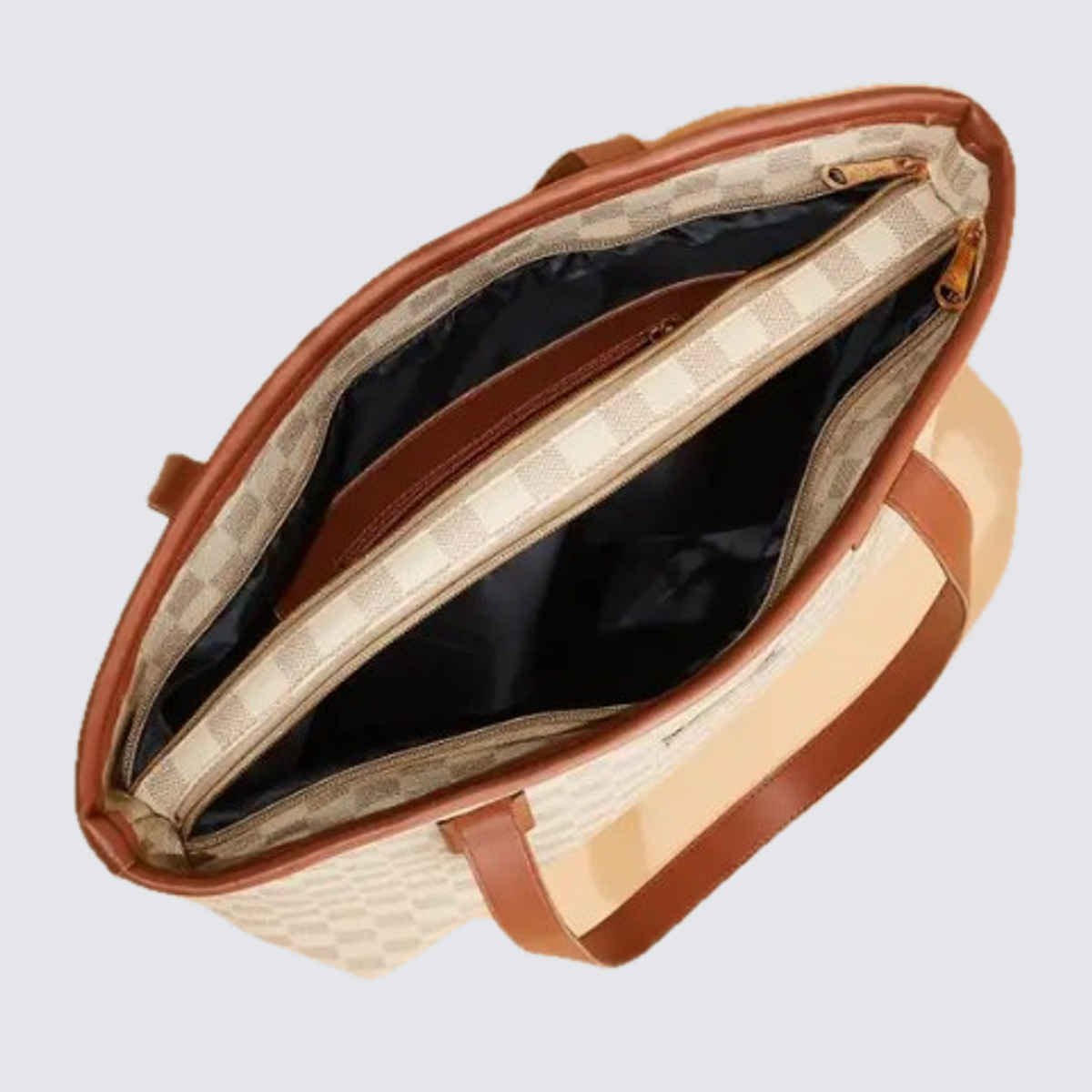 FARGO Vegan Leather Labubu Keychain Tote Bag | Beige