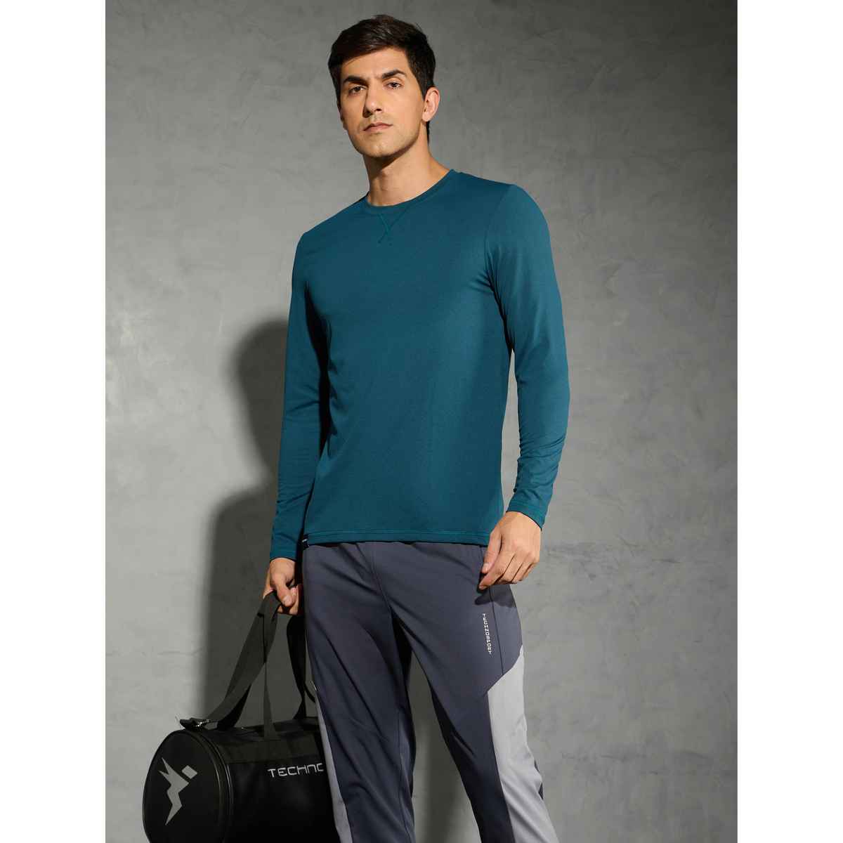 Technosport Men's Poly Solid Slim Fit Round Neck Full Sleeve Sports T-shirt | Gulf Coast - 2XL