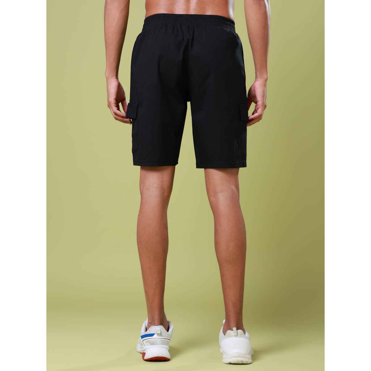 Technosport Men Poly Solid Slim Fit Sports Shorts with TS FLEXI | Black | L