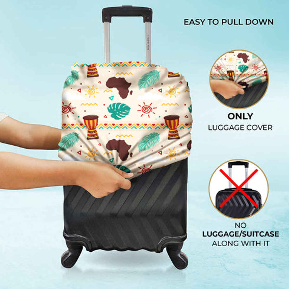 Nasher Miles Polyester Luggage Cover - 24 Inch- Coastel Melody