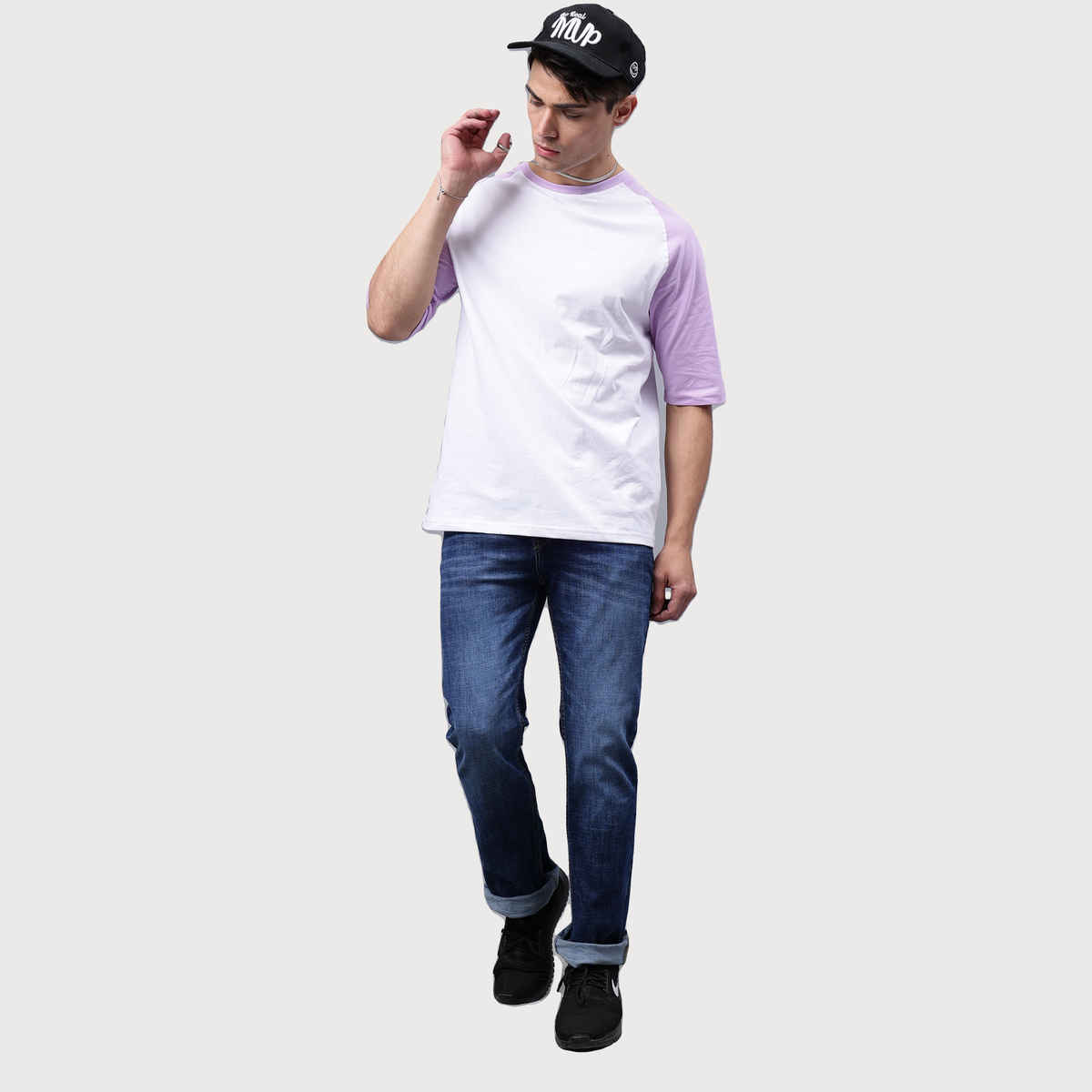 Mad Over Print Men's Colourblock T-shirt | Lavendar - S