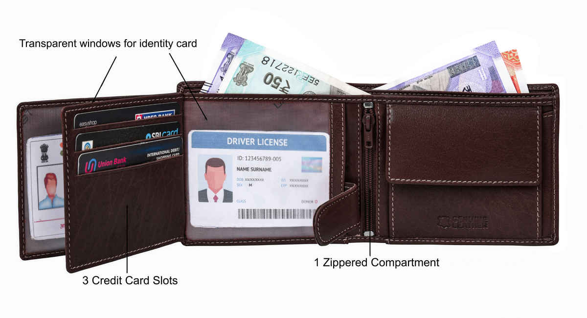 URBAN FOREST Men's Ollin Aniline Leather Wallet & Diamond Pen Combo Gift | Brown