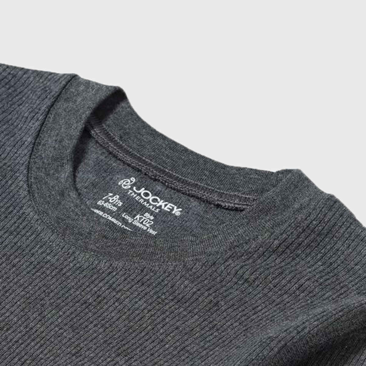 Jockey KT02 Kid's Super Combed Cotton Rich Full Sleeve Thermal Undershirt | Grey-11-12 Yr