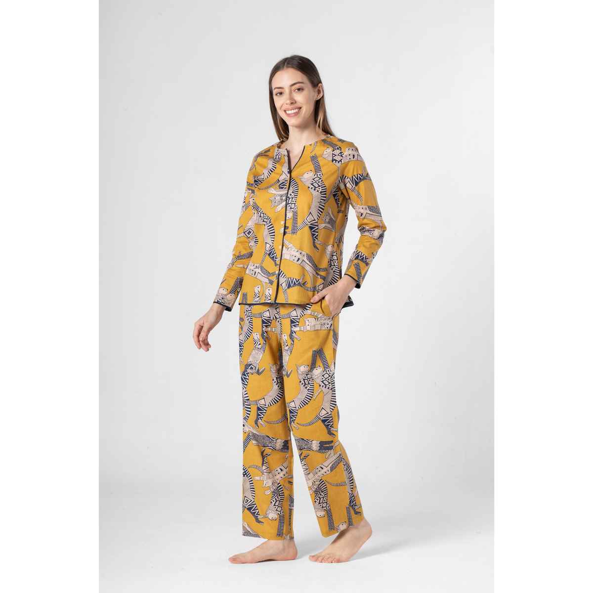 Sanskrutihomes Women Multicolor Printed Pure Cotton Night Suit SE-NSP-674 | XL