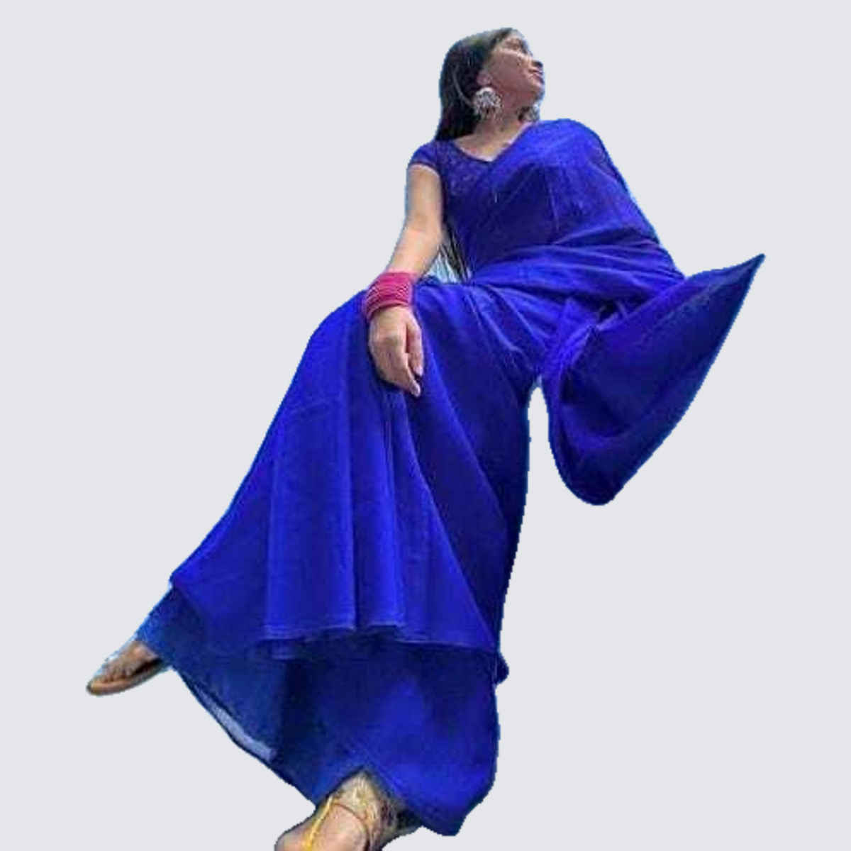 Anand Saree Women's Plain Bollywood Georgette Saree | Blue