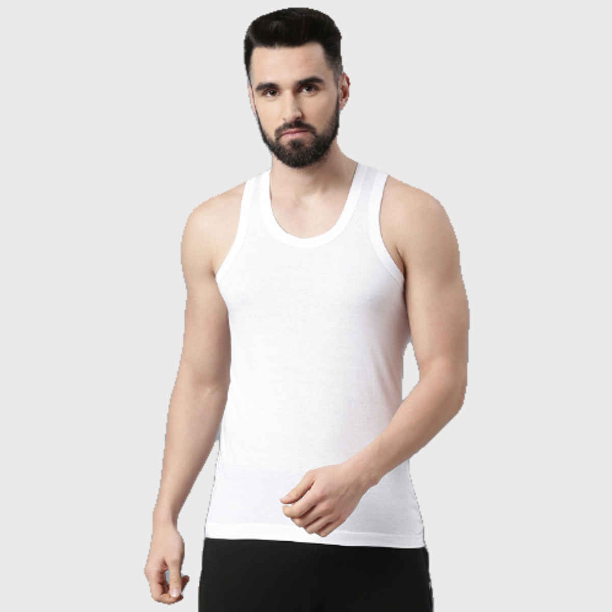 Force Nxt Men's Super Combed Egyptian Cotton Vest | White - M