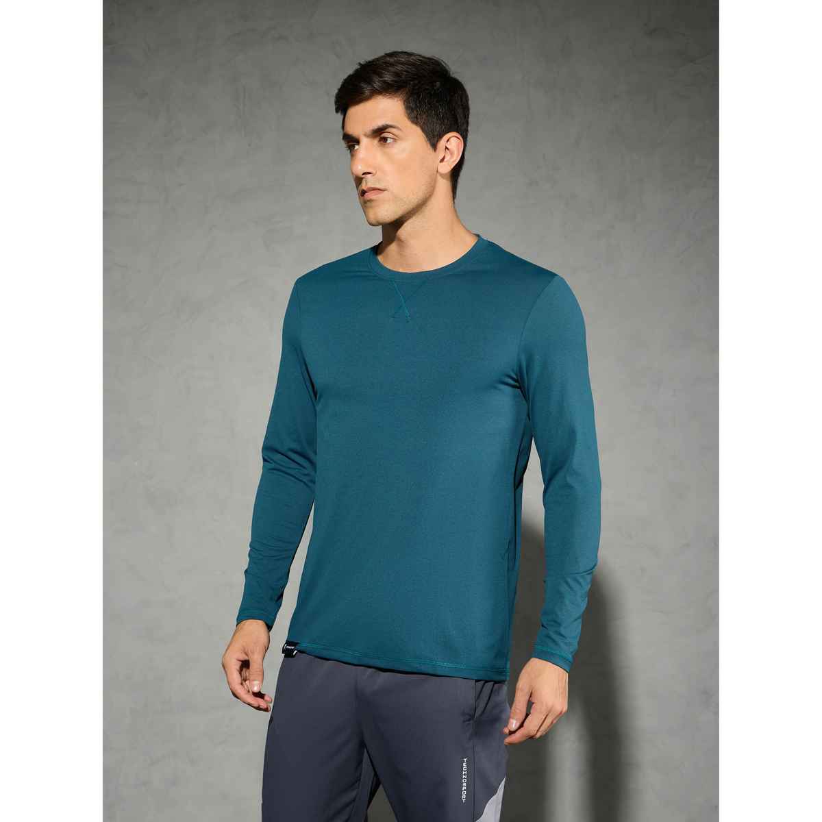 Technosport Men's Poly Solid Slim Fit Round Neck Full Sleeve Sports T-shirt | Gulf Coast - M
