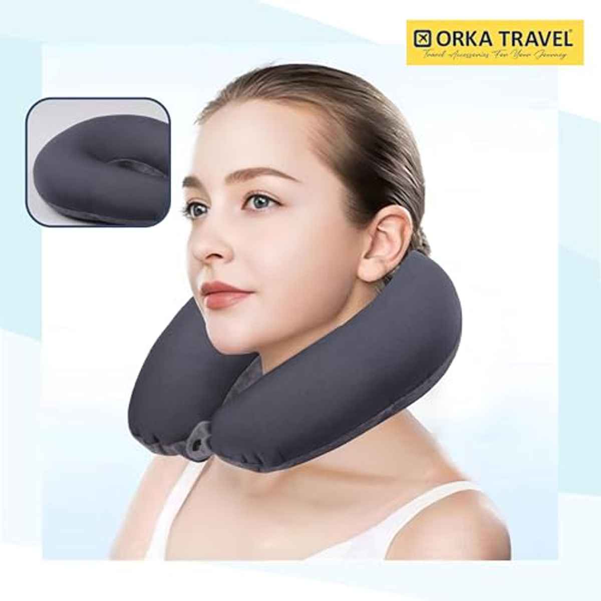 Orka Travel Solid Micro Beads U Neck Pillow - Grey