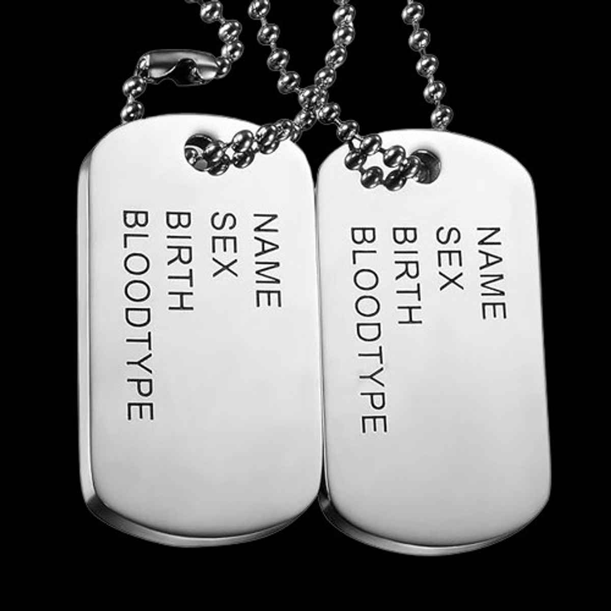 2 Tag Pendant Men'S Chain Silver