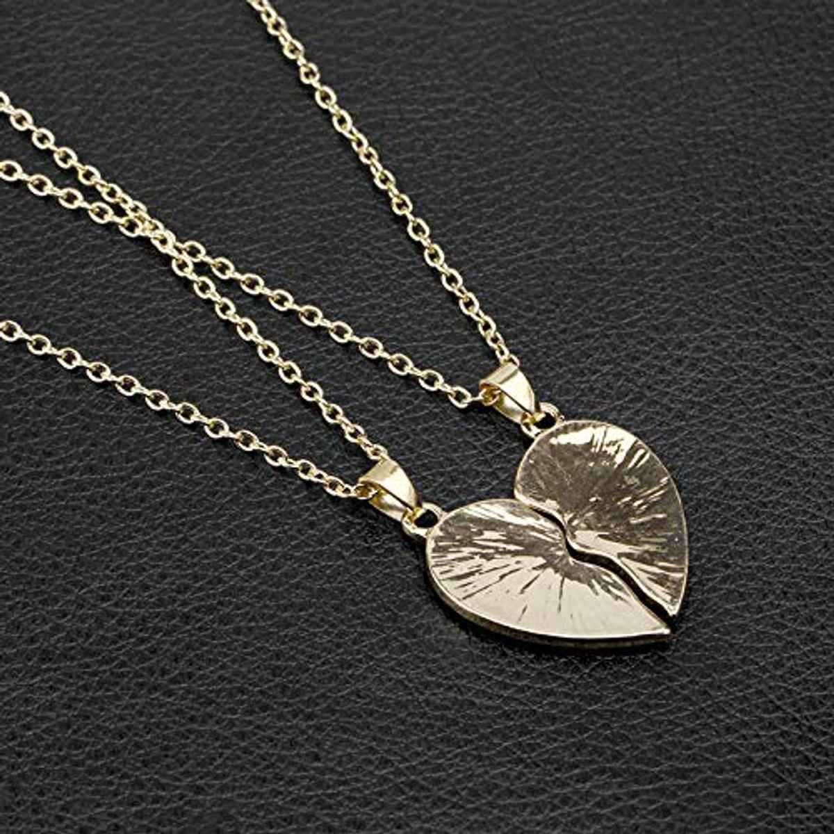 Yellow Chimes Set Of 2 Gold-Plated Best Friends Heart Pendant With Chain