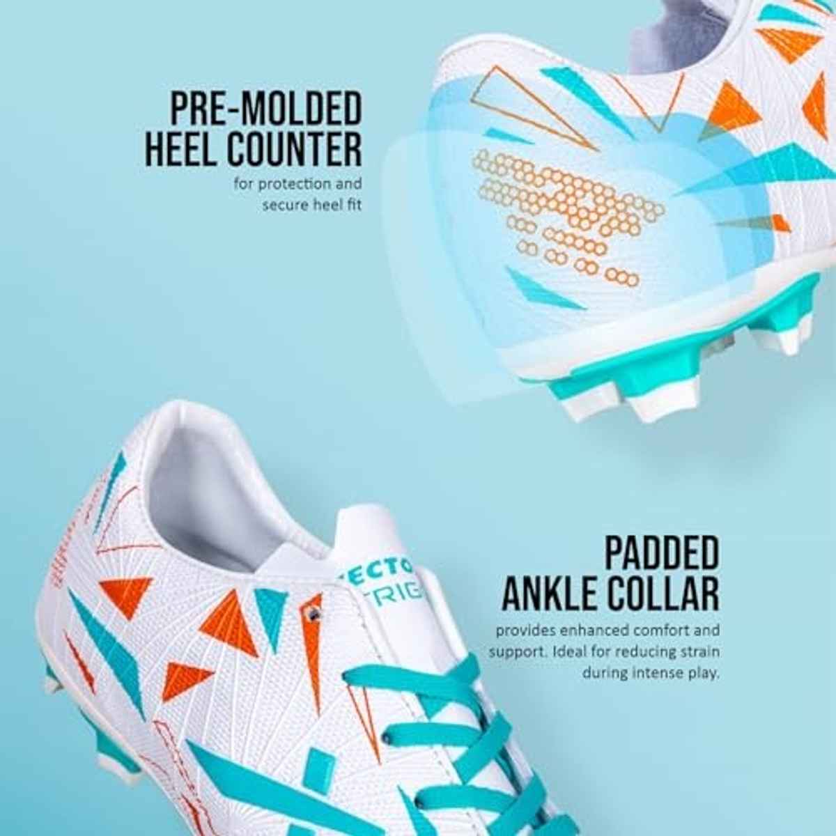 Vector X Trigger Football Shoe Studs Double Colored High Strength For Men |White- Sea Green Size-10