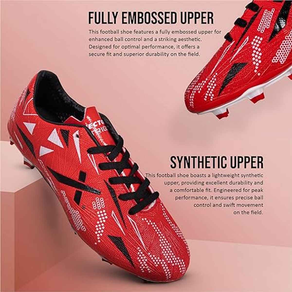 Vector X Trigger Football Shoe Studs Double Colored High Strength For Men | Red-White Size-7
