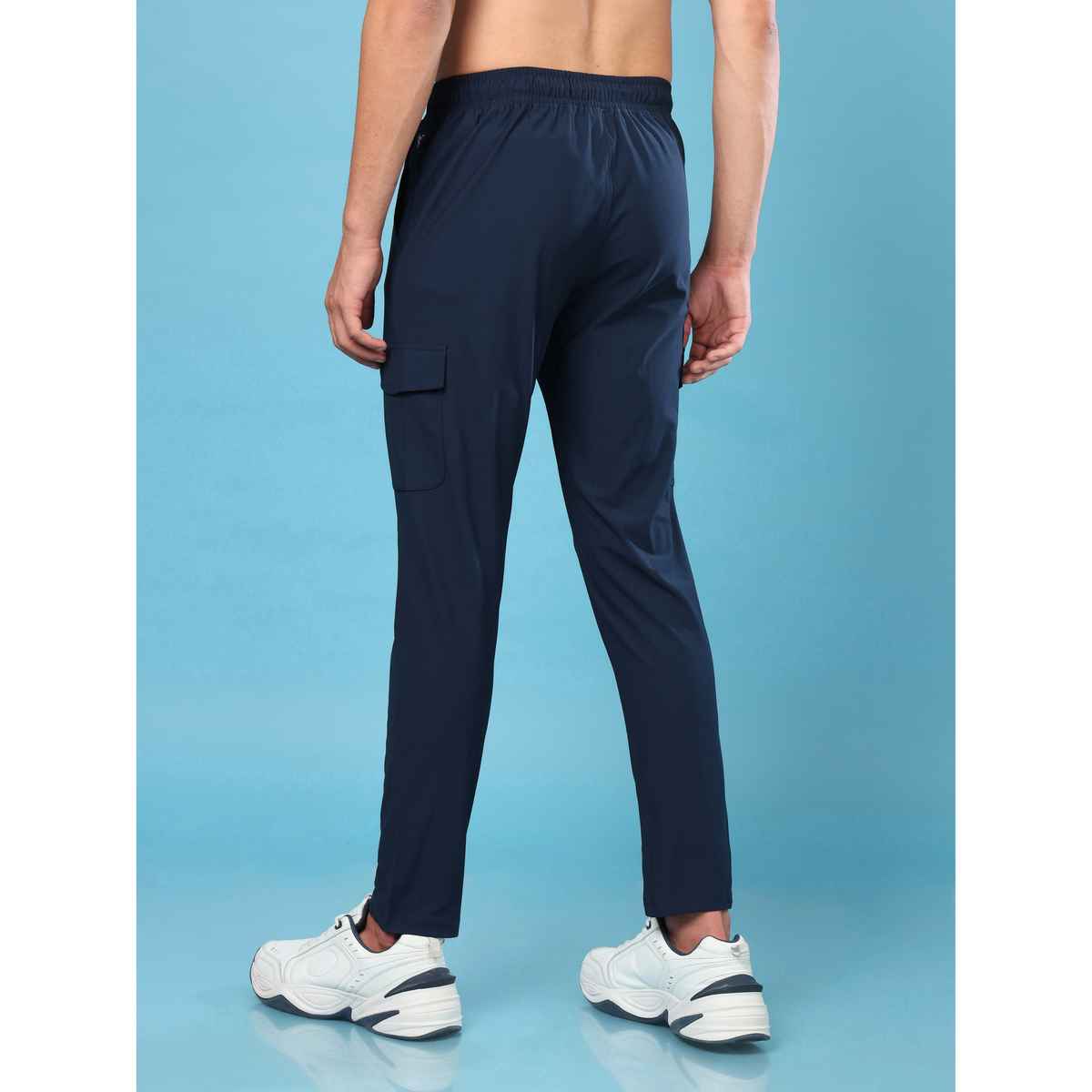 Technosport Men Poly Solid Relax Fit Sports Cargo Trackpants with DURACOOL+ | Navy | M