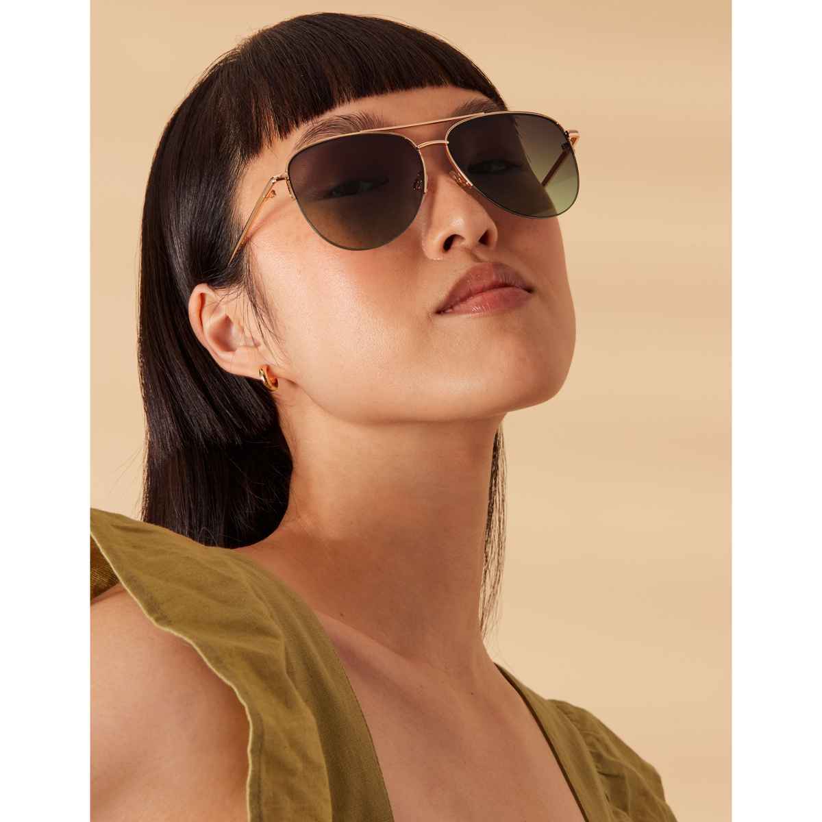 Accessorize London Women's Half Frame Aviator Sunglasses | Green