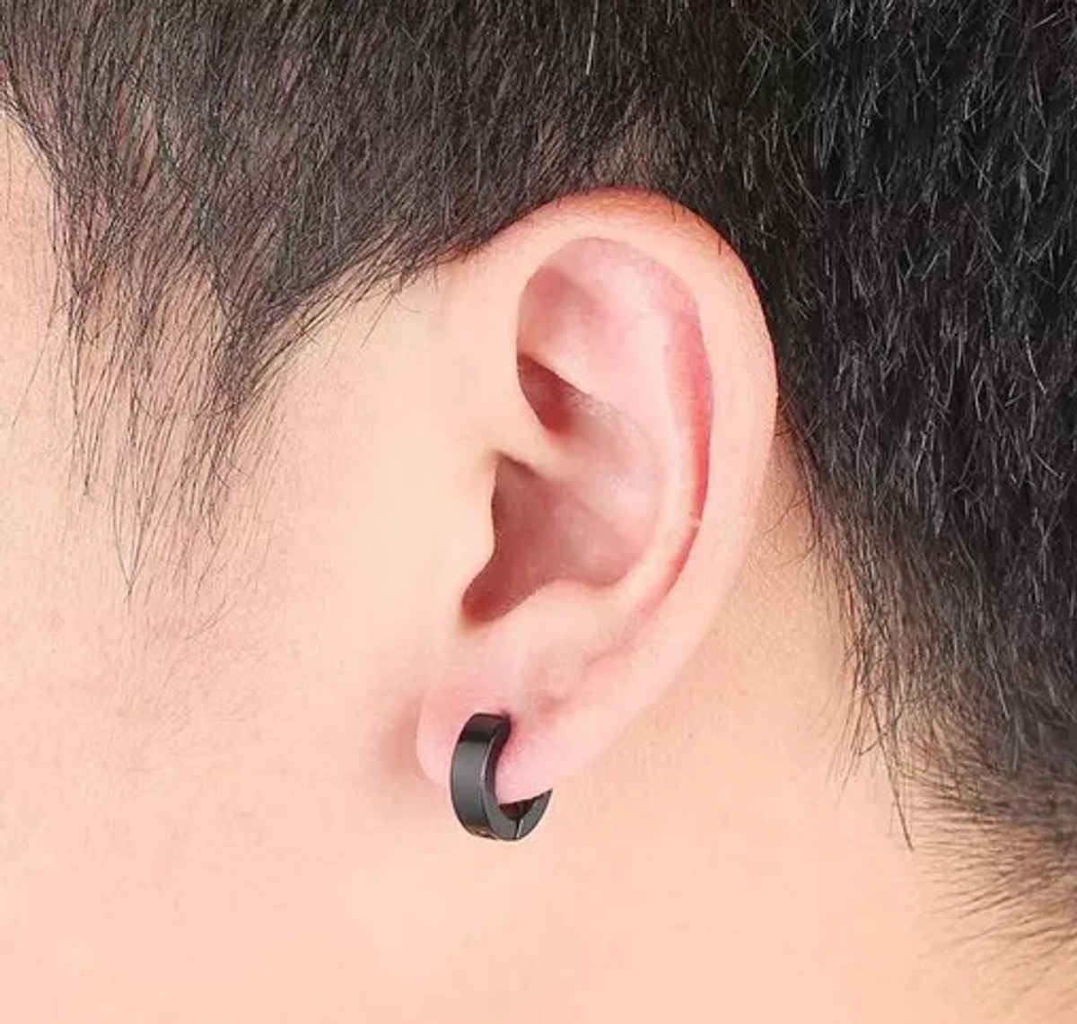 Men's Earrings Studs And Bali Combo Black