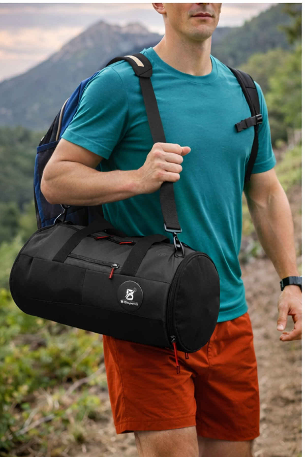 B BEYOND Unisex Duffel Bag Logo Printed with Shoe Rack