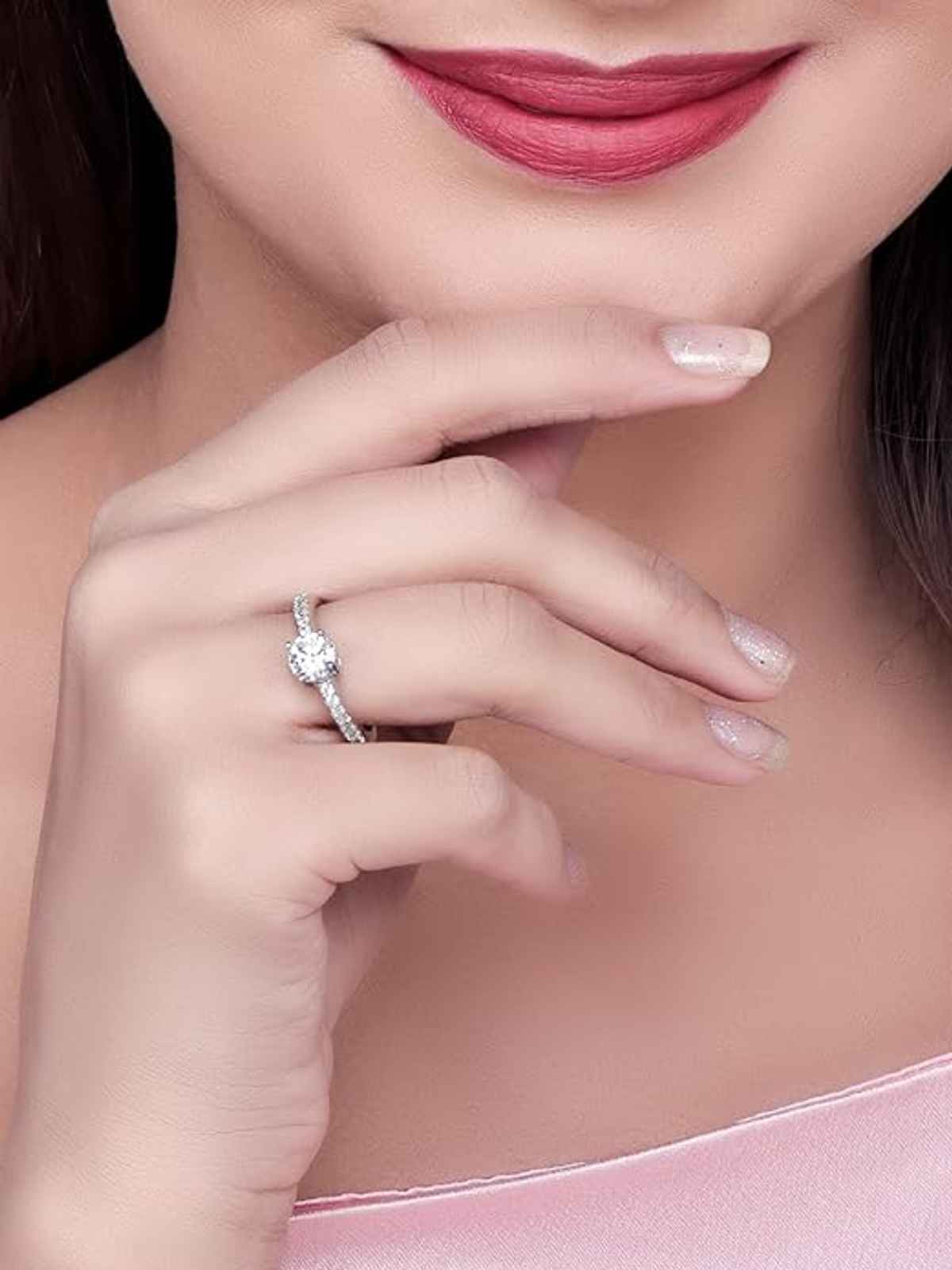 Lavie Womens Quilt Joanna Small Satchel Handbag Off White (1pc) & Pissara By Sukkhi 925 Sterling Silver Cubic Zirconia Finger Ring For Women (1pc) Combo