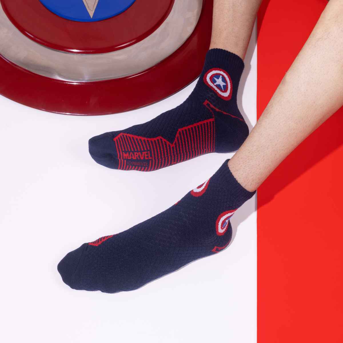SocksXpress by Balenzia Marvel Men's High Ankle Half Cushioned Sports Socks