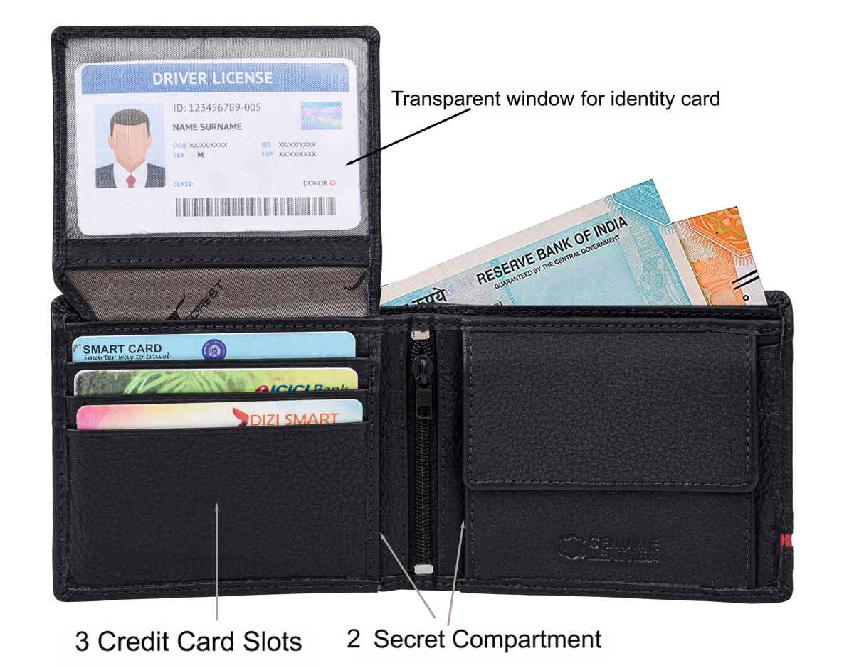 URBAN FOREST Men's Stag Leather Wallet | Black & Red