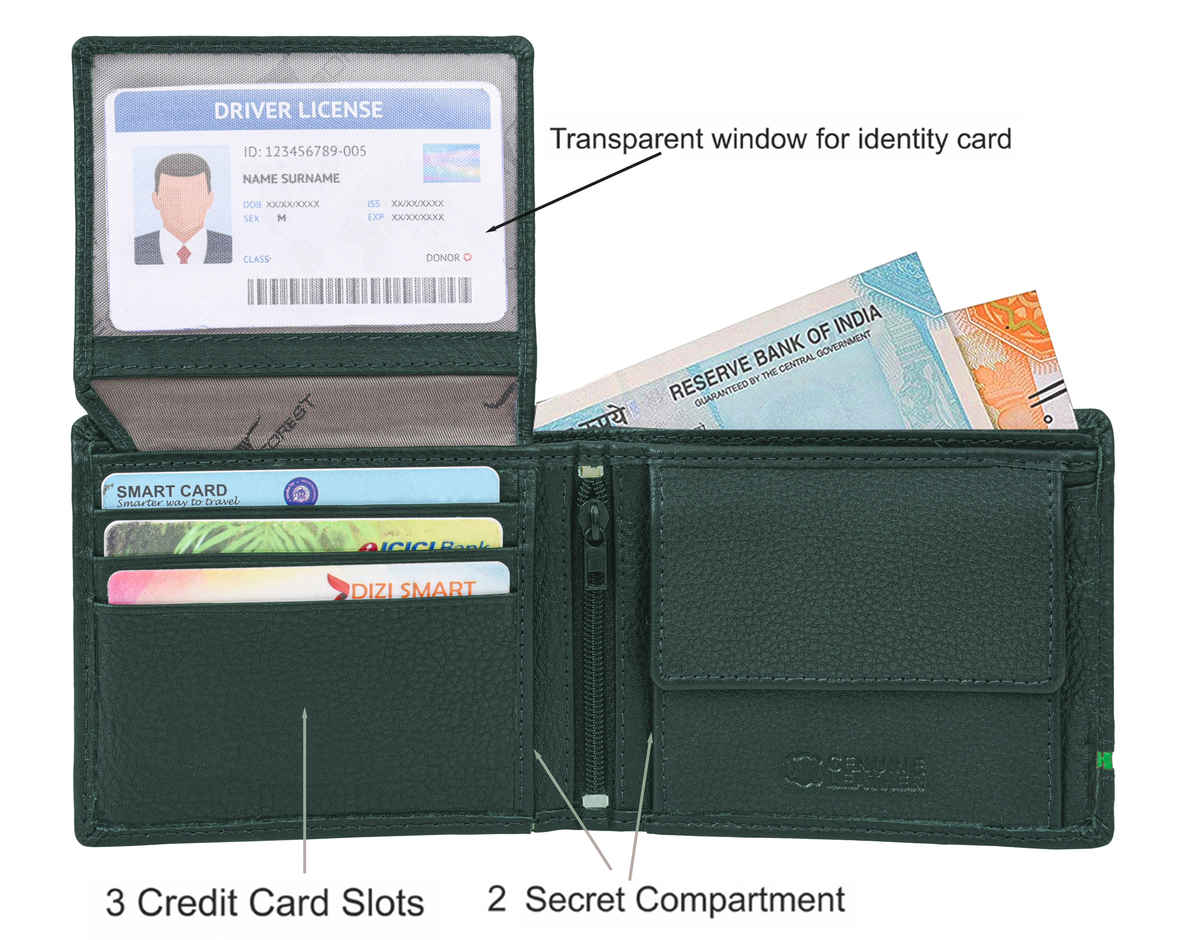 URBAN FOREST Men's Stag Leather Wallet | Green & Light Green