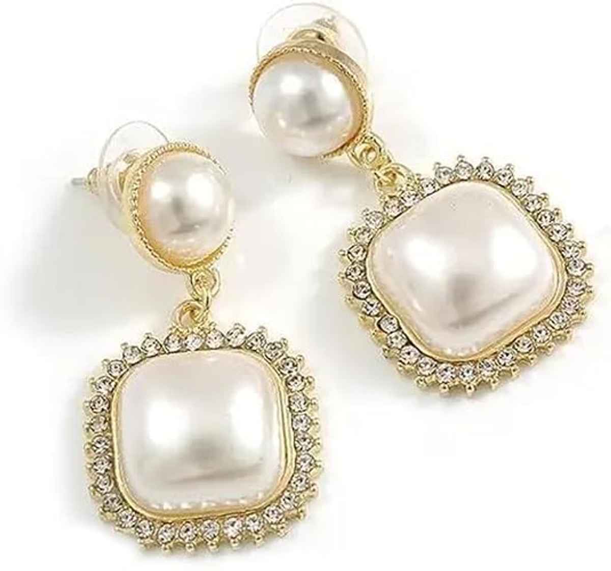 Beautynx Vintage Pearl Square Earrings | Gold | BNX-EAR-0079