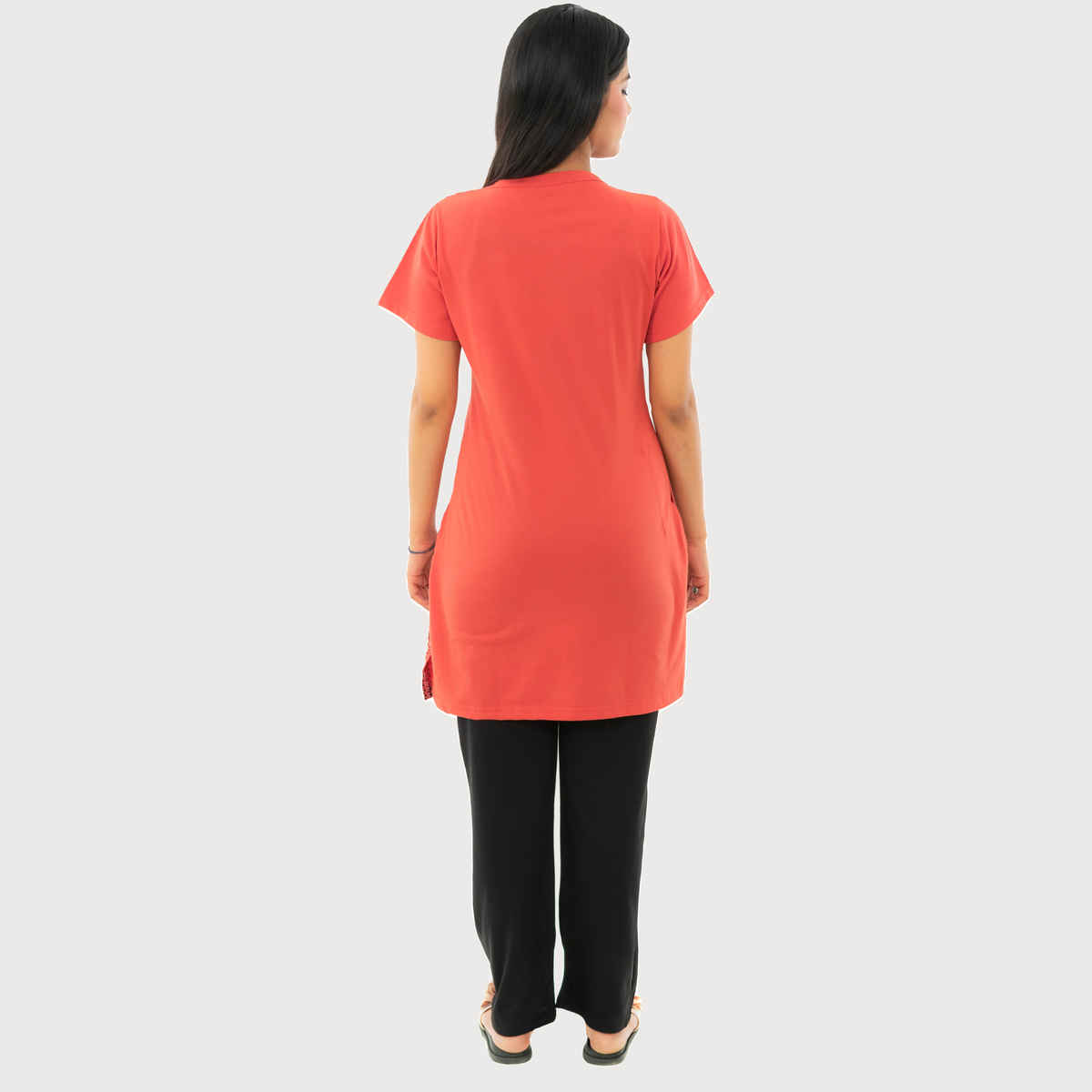 Duchess Women s Cotton Regular Fit Printed & Embroided Long Length Night Suit Set | T-Pink - XL