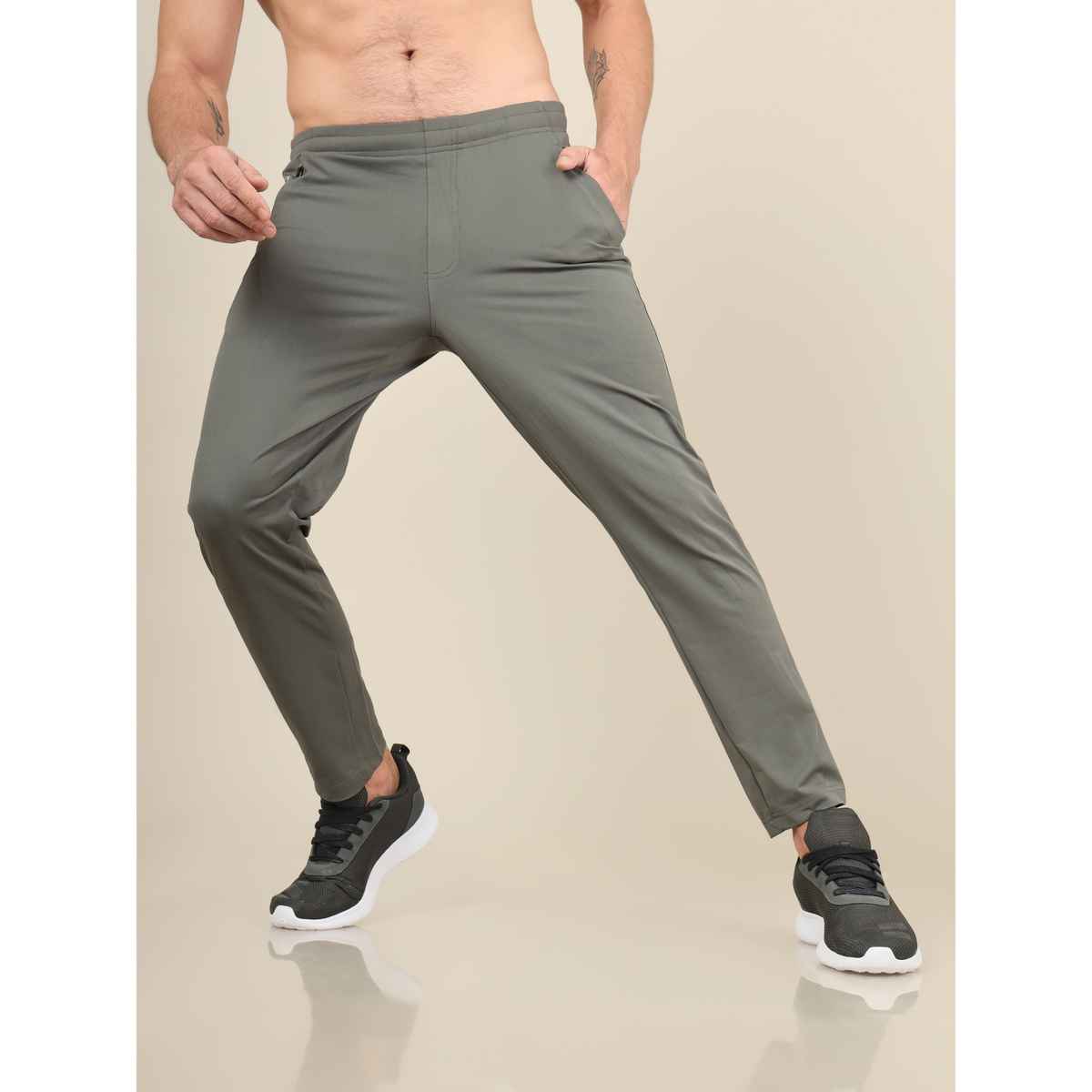 Technosport Men Poly Solid Relax Fit Sports Trackpants with ELASTO PLUS | Beetle | L