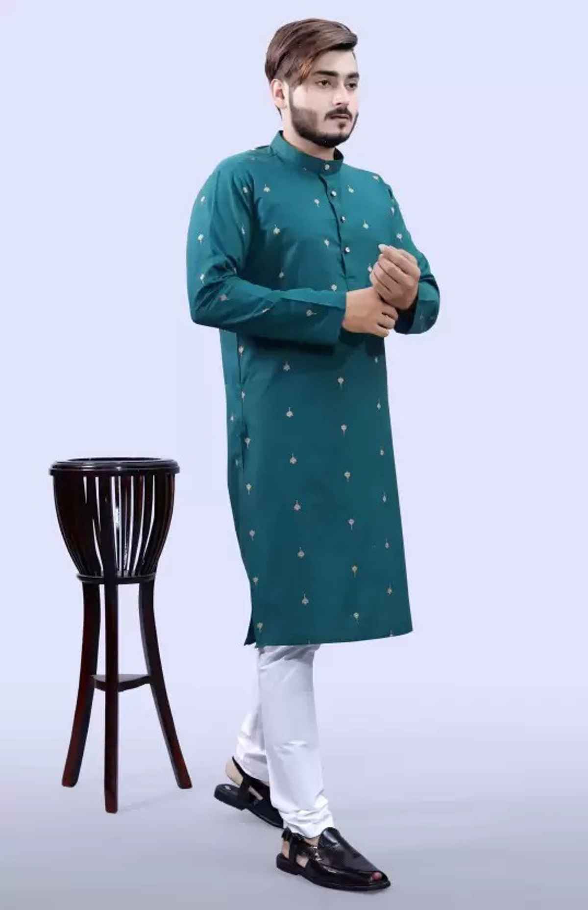 Tibra Collection Men Kurta - Ocean | Cotton Blend | L