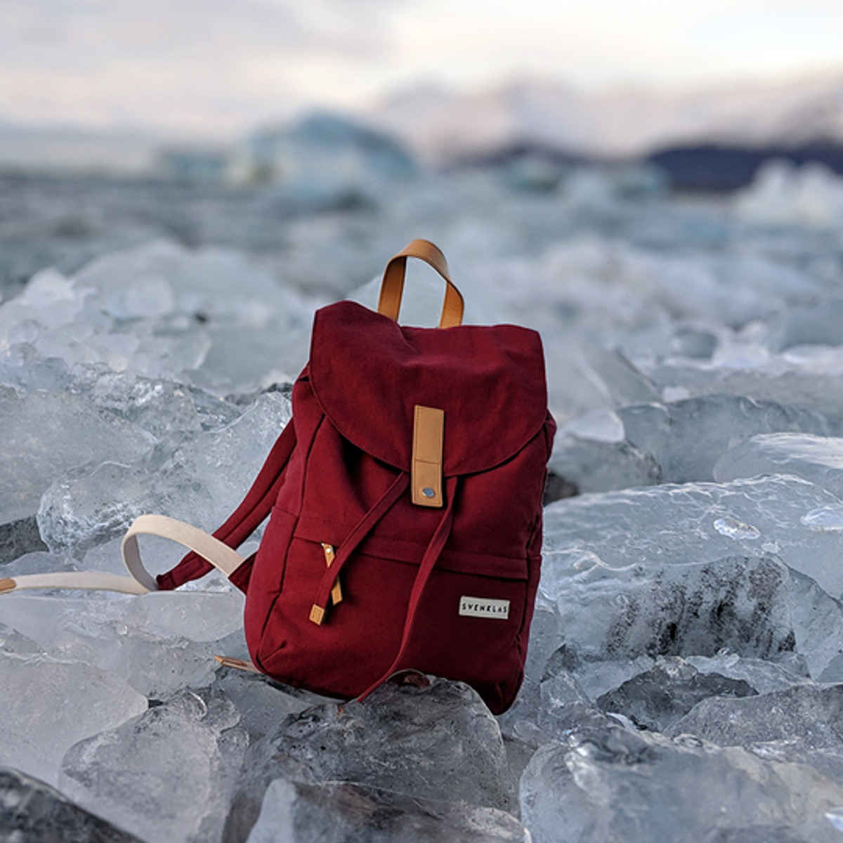 Svenklas Unisex Solid Canvas and Genuine Leather 20 L Top Handle Laptop Backpack | Red - 16 Inches