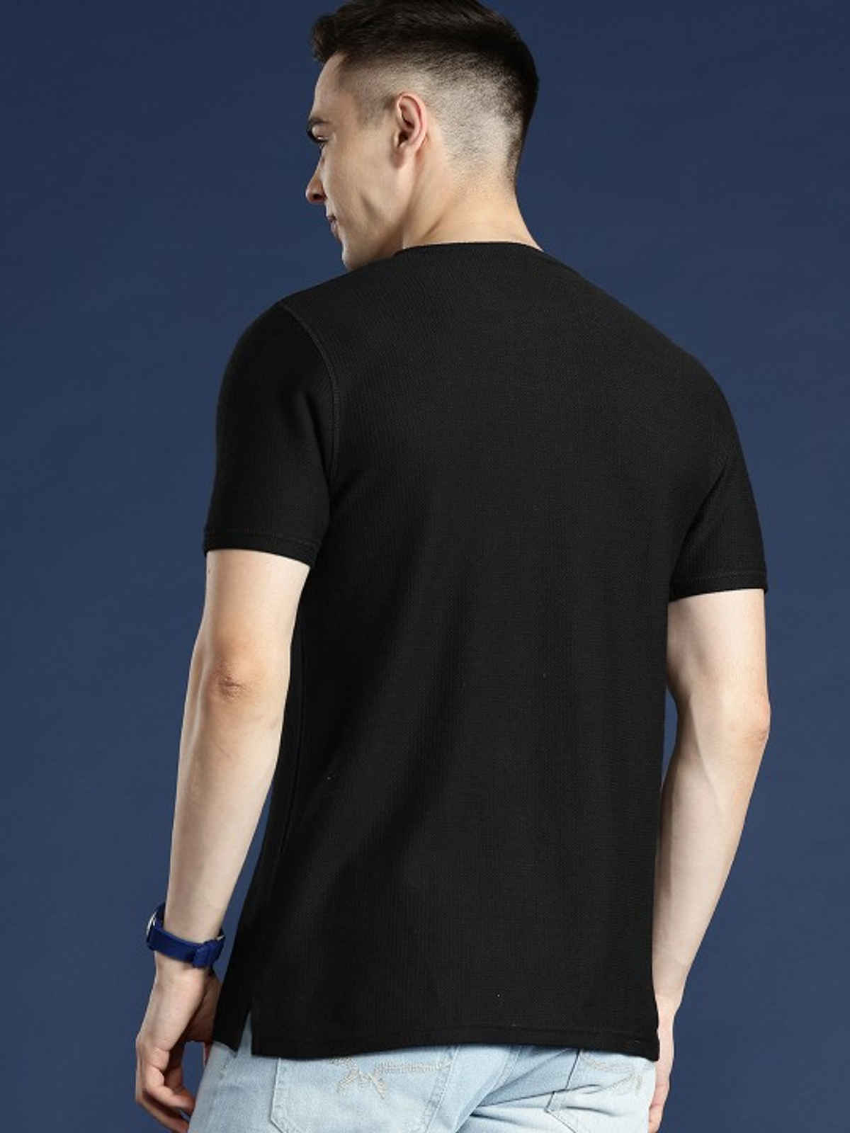 De Tees Men's Half Sleeve T-shirt | MHS-ROCK | Black - XXL
