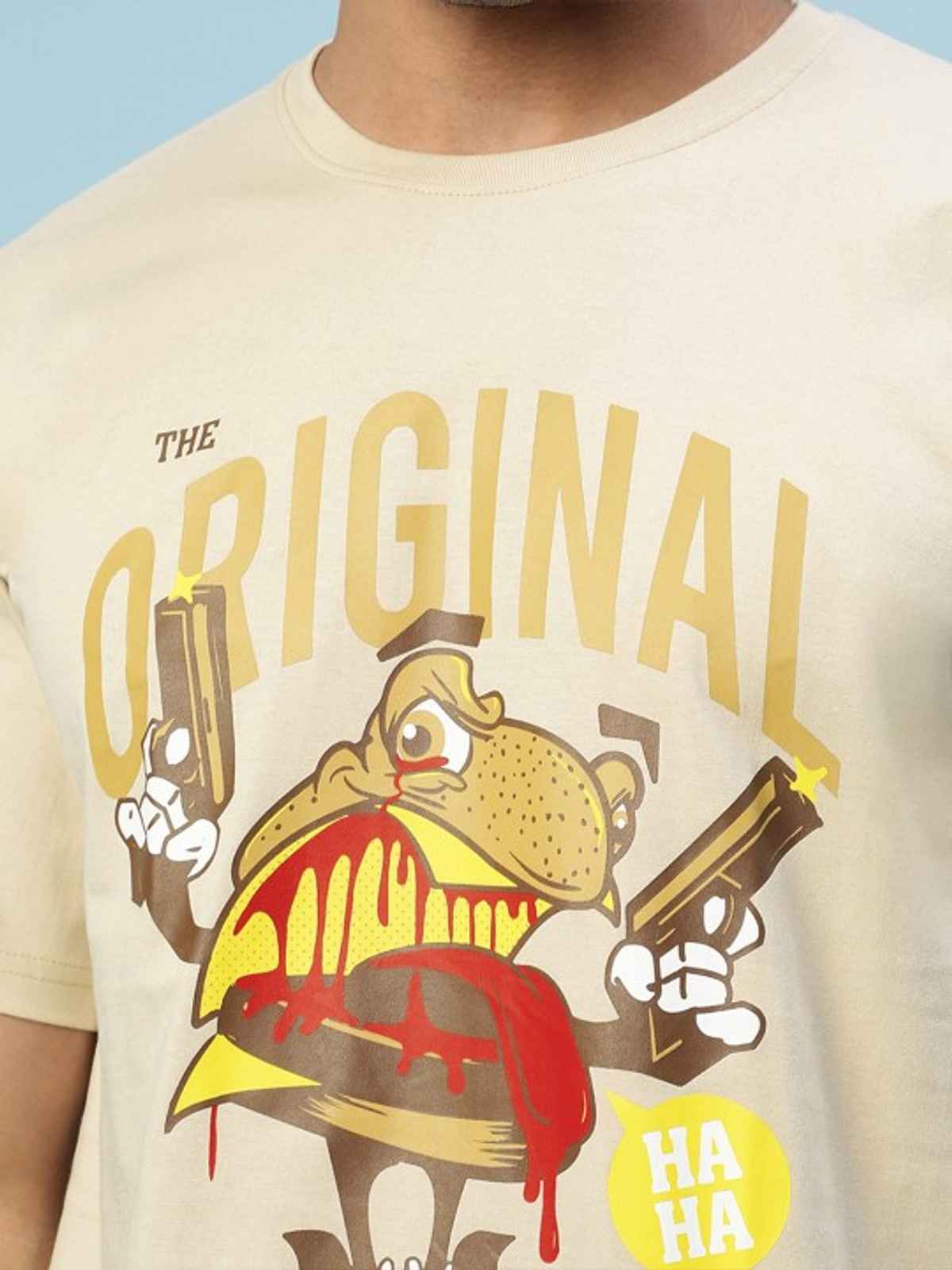 VEIRDO Men's Printed Oversized T-shirt | OS 100 FRGORGNL SW | Swan White - M