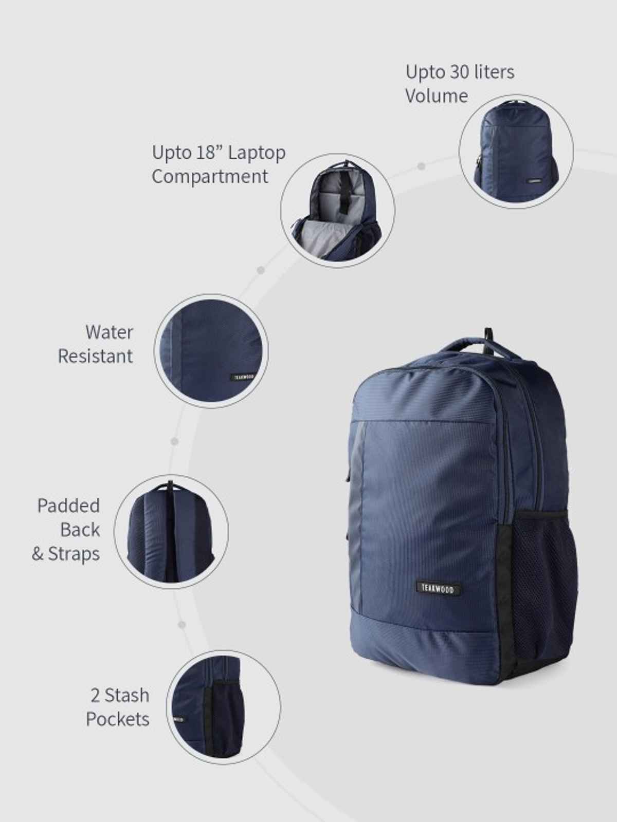 Teakwood Leathers Unisex Trajan Backpack | Navy - 30 L