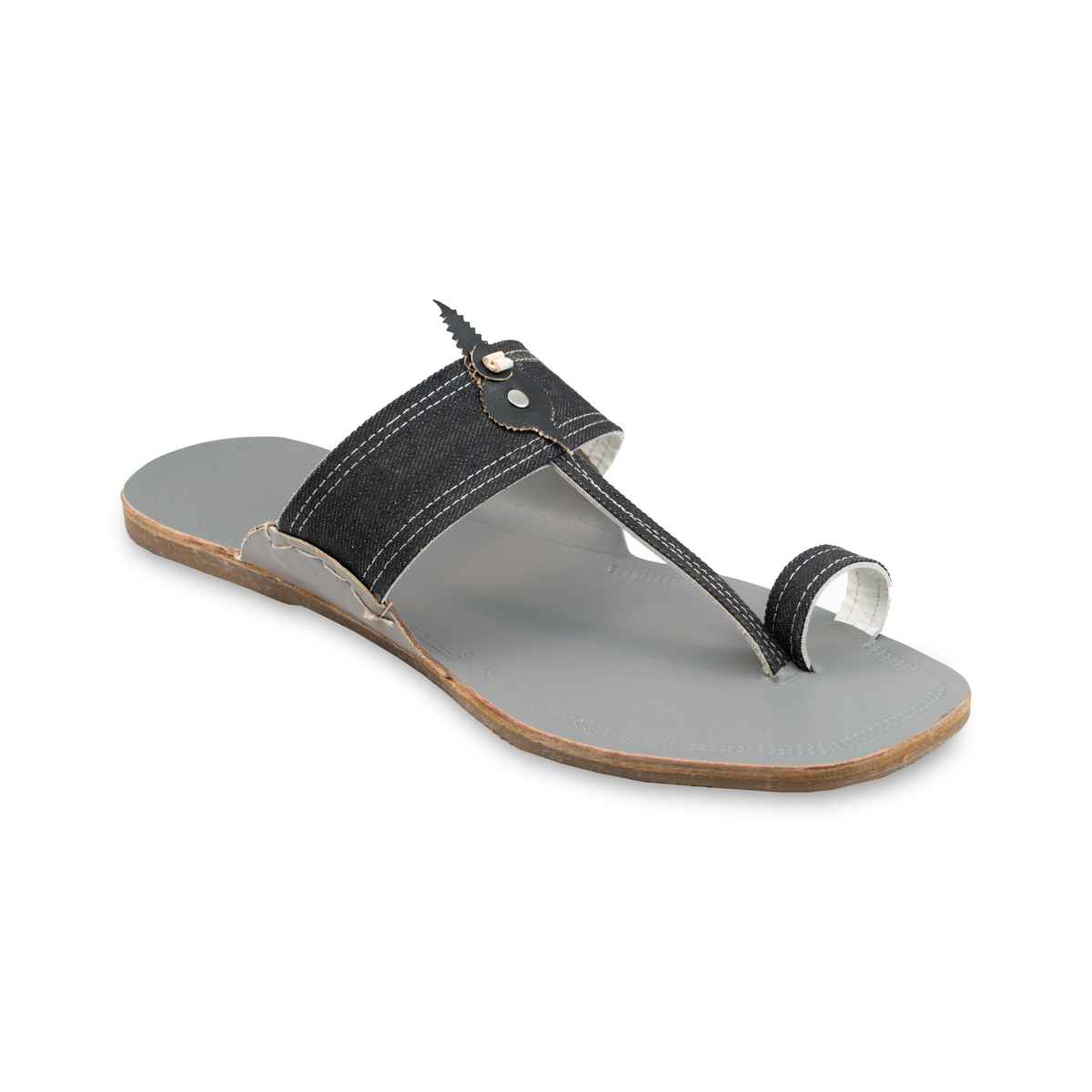 Korakari DenimCharm Kolhapuri Chappal for Men Grey | UK10
