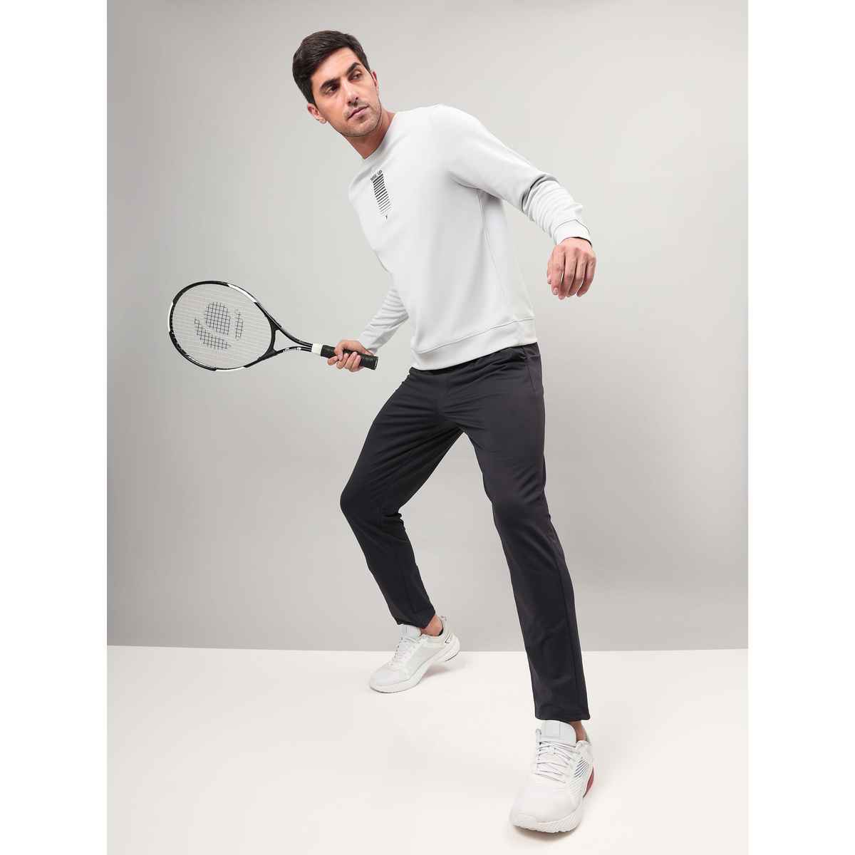 Technosport Men Poly Solid Relax Fit Sports Trackpants with DURACOOL+ | Black | M