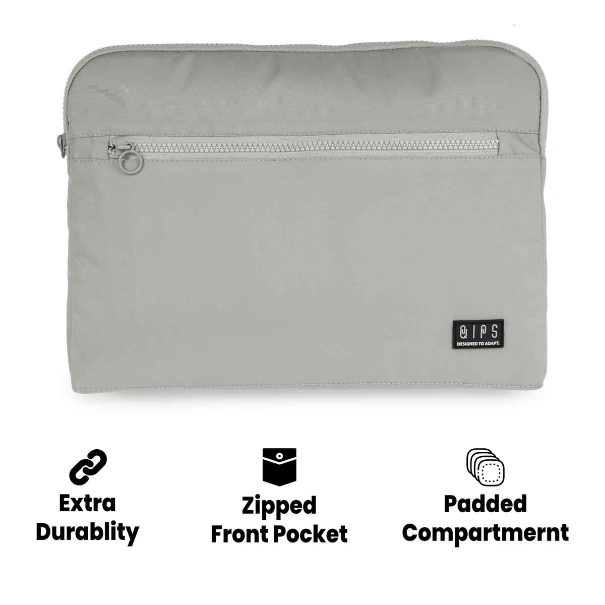 QIPS Unisex Solid Polyester 13 L Laptop Sleeve | Grey