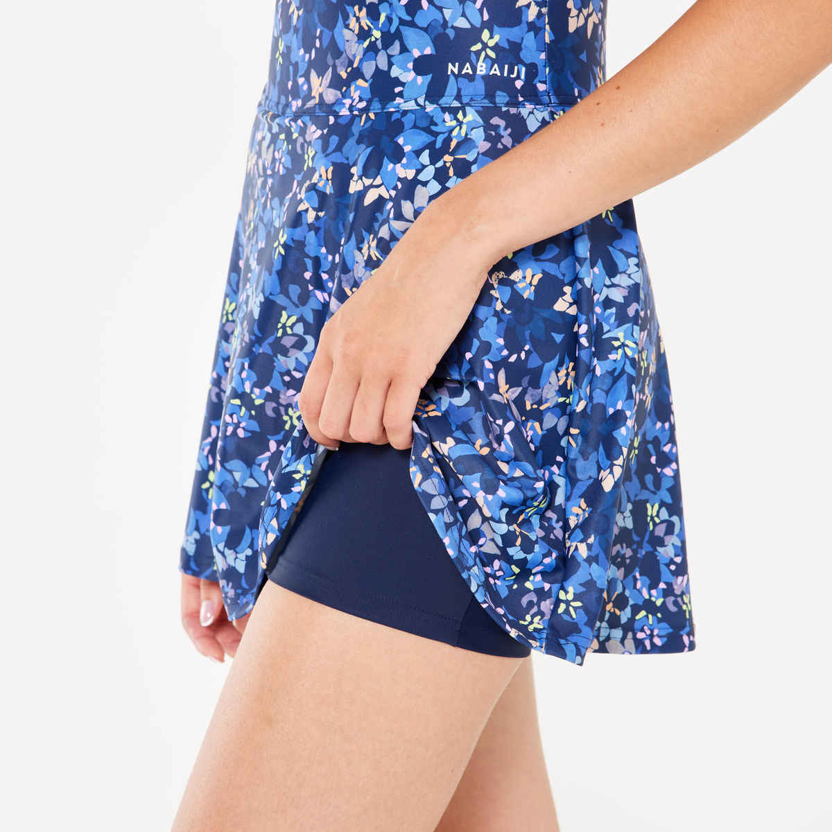 Decathlon Nabaiji Women's Short Sleeve Swimsuit With Skirt | Dark Blue - L