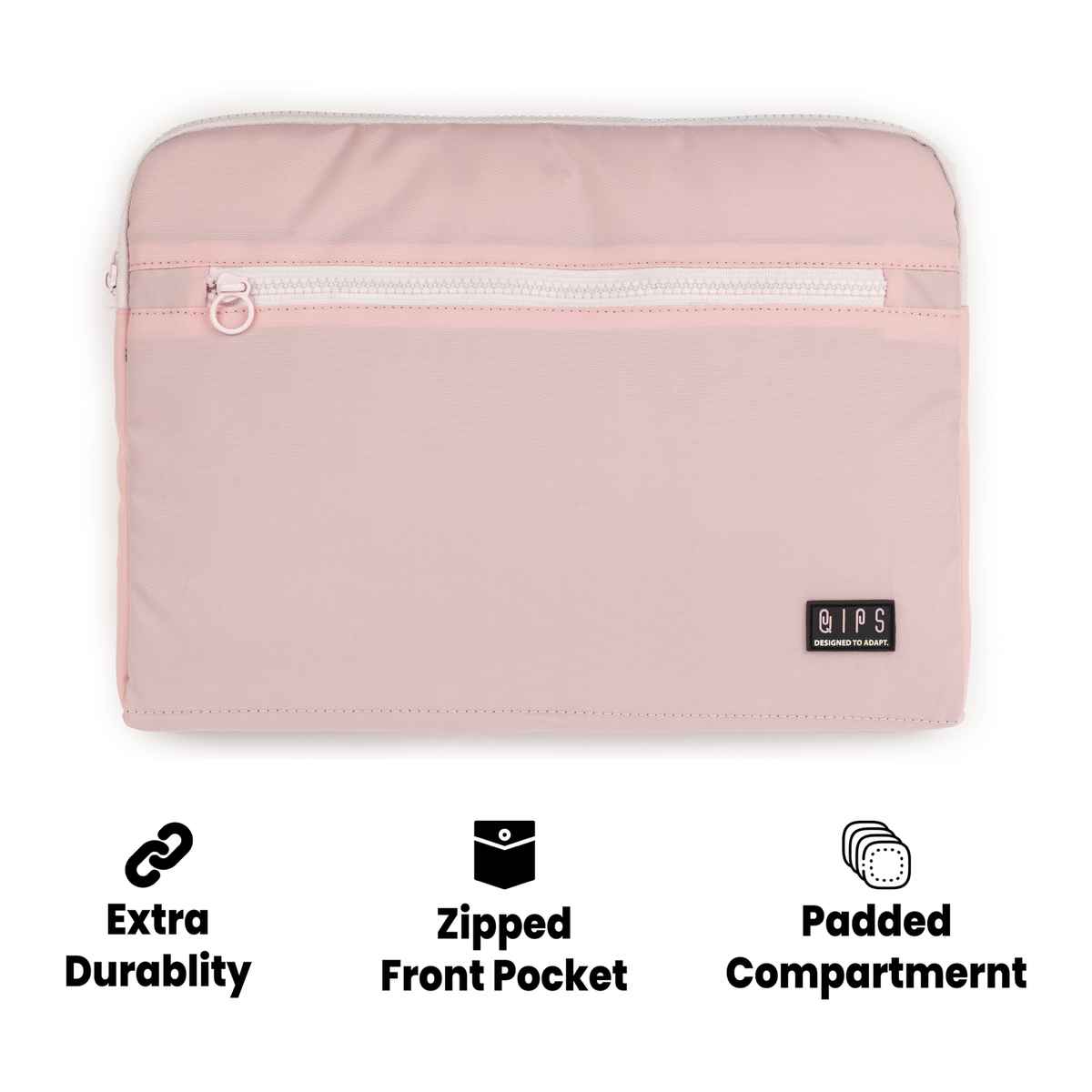 QIPS Unisex Solid Polyester 13 L Laptop Sleeve | Light Pink