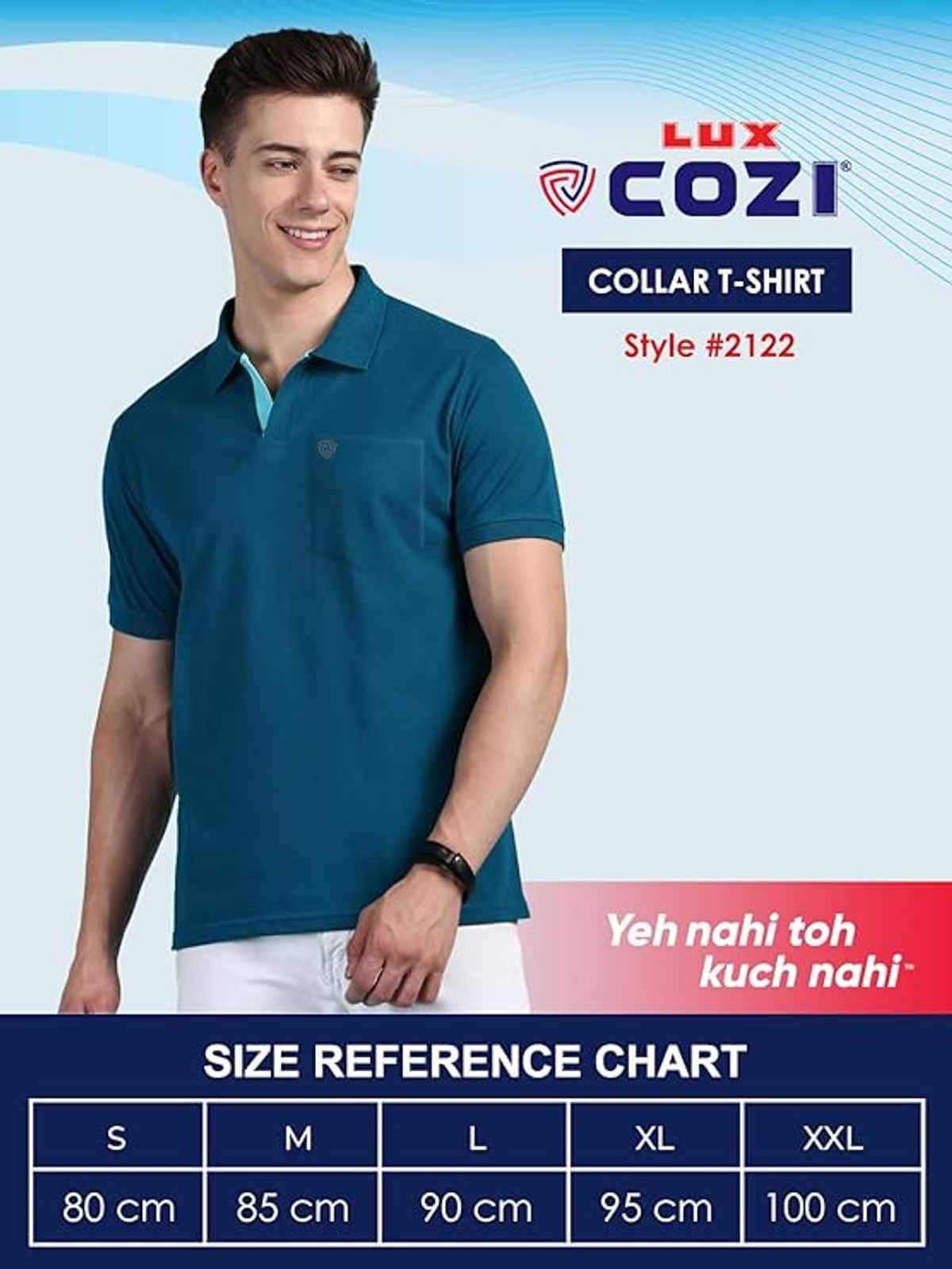 Lux Cozi Solid Cotton Polo T-shirt with Pocket for Men | Navy | Size - M