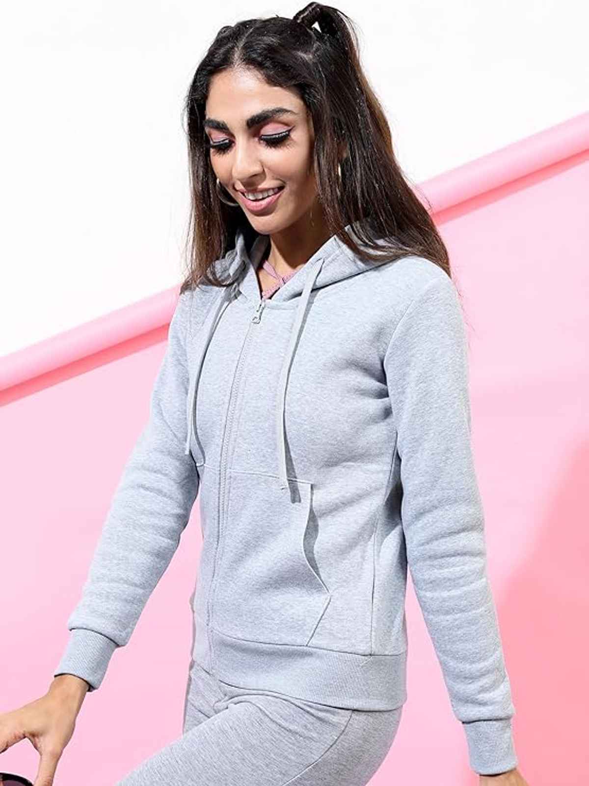 Ketch Women Full Sleeve Slim Fit Sweatshirt | Grey | L